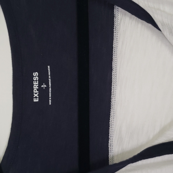 Express small baseball shirt,  white and navy - Picture 2 of 3